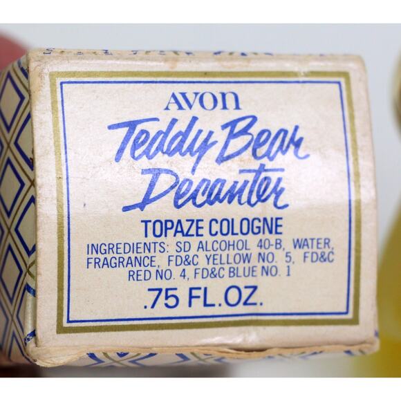 Vintage Avon Teddy Bear Decanter Topaze Cologne .75 fl. oz. New in Box - Picture 5 of 6